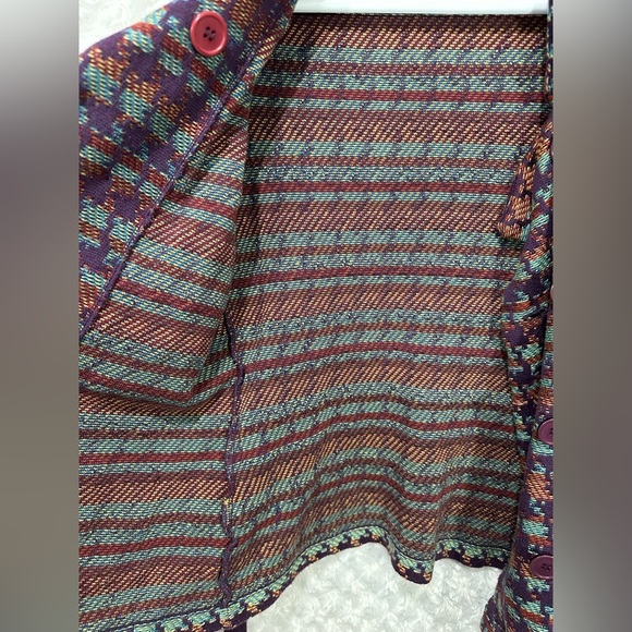 Shu-Shu Women's Multicolored Button Tie Waist Western Knit Jacket - Picture 5 of 12